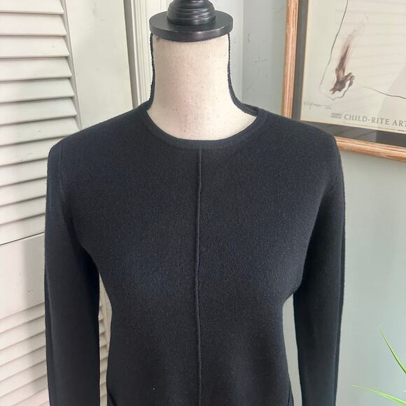 OLIVIER GOUREAU Sweater Dress Womens *Small Black Long Sleeve Sheath Minimalist - Picture 2 of 10